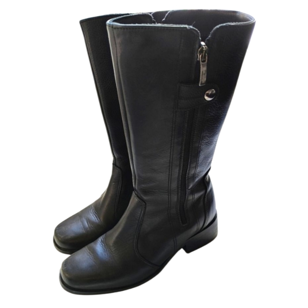PAJAR LEATHER Tall Riding Boot Canadian Made Black Size 6